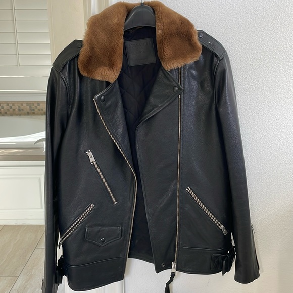 All Saints Jackets & Blazers - All Saints Leather Biker Jacket (Sherwood)